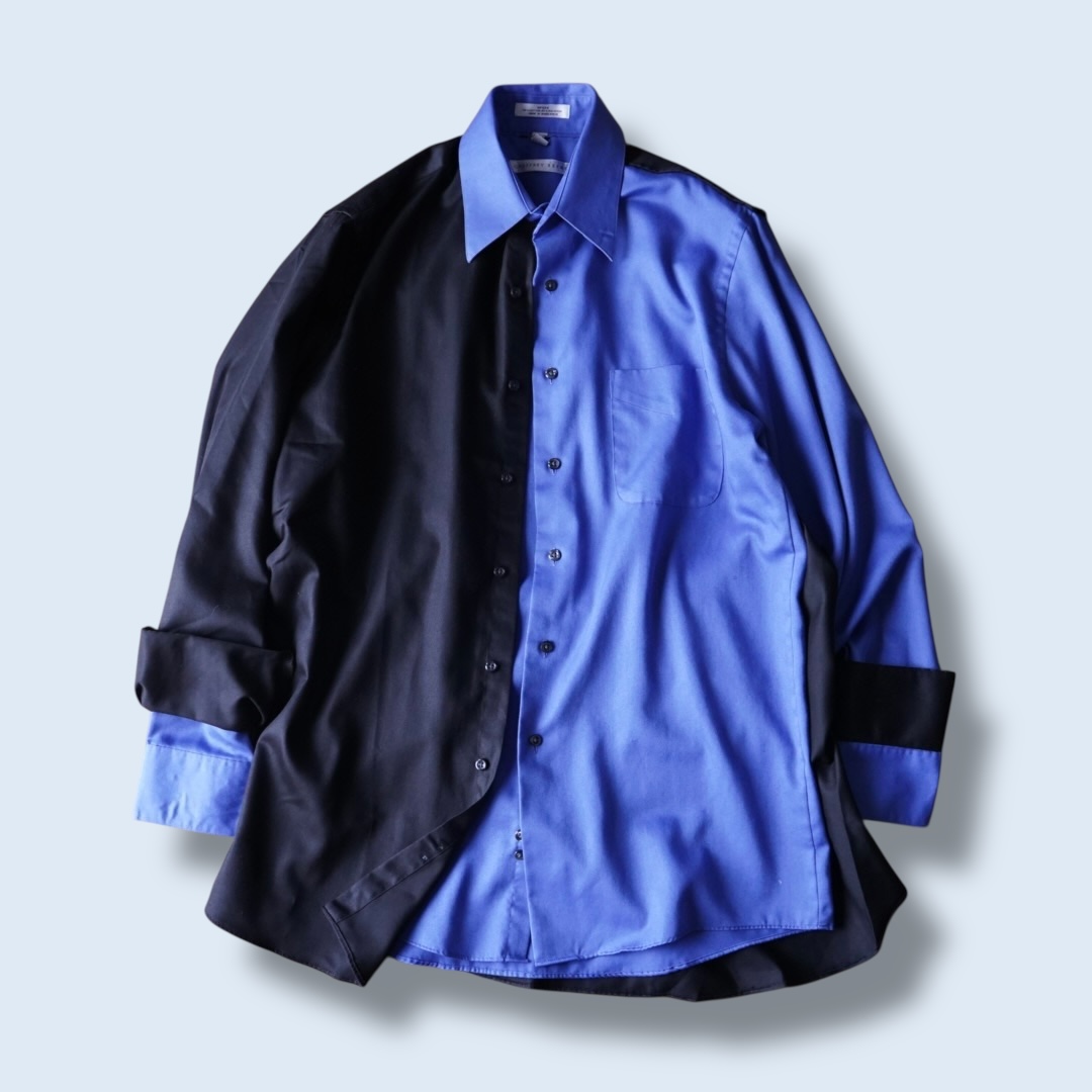 【DOCKING REMAKE】asymmetry black × blue deformed shirt