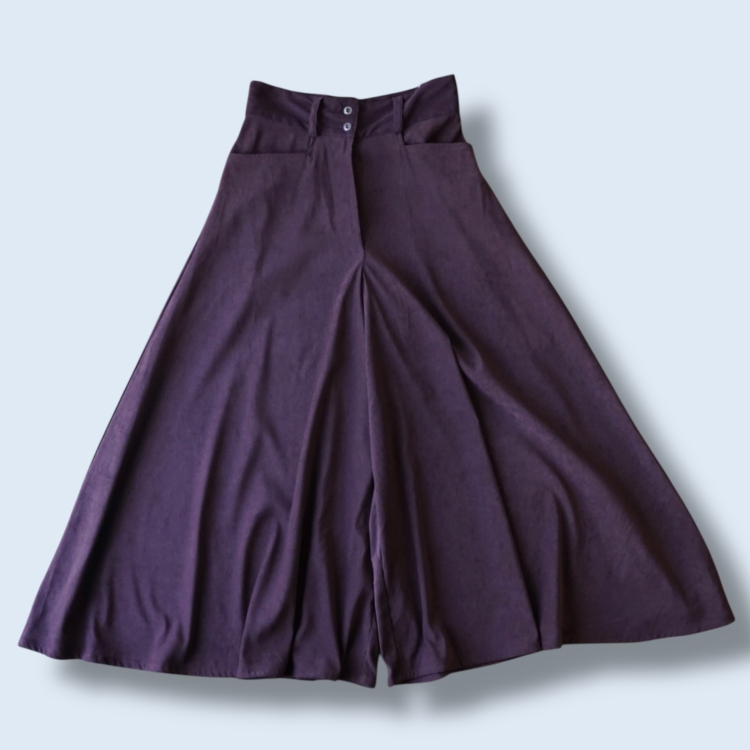 burgundy fake suede super wide hakama pants