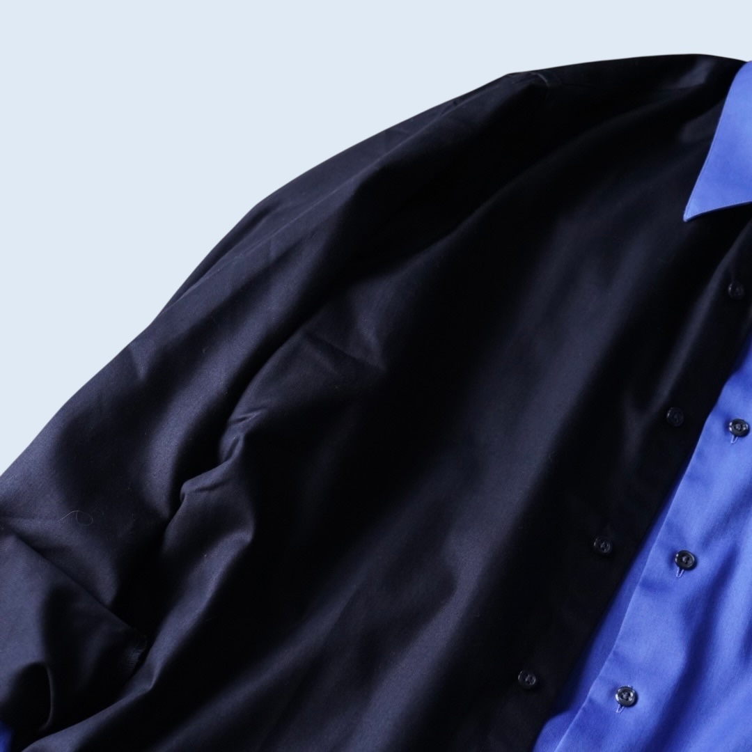【DOCKING REMAKE】asymmetry black × blue deformed shirt