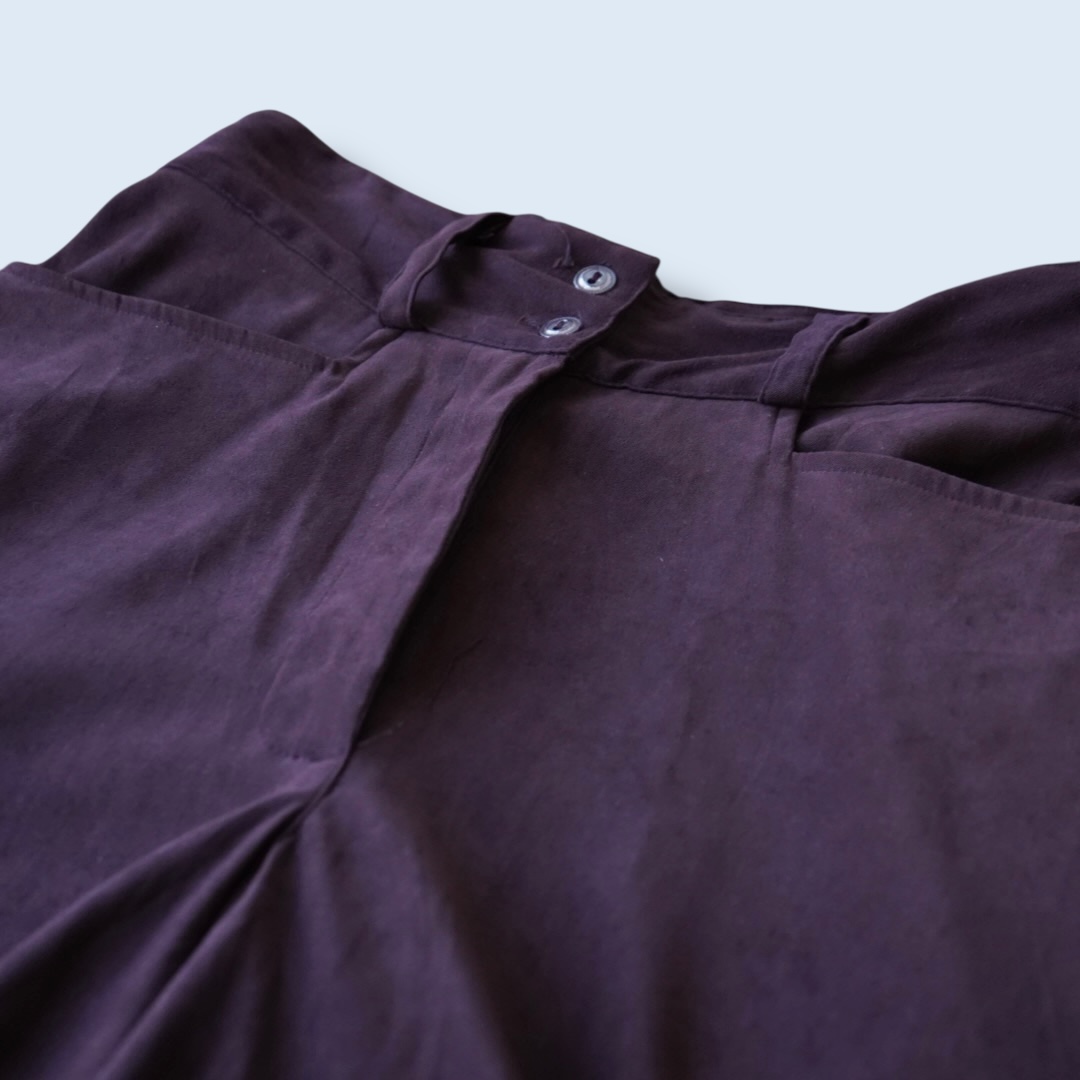 burgundy fake suede super wide hakama pants