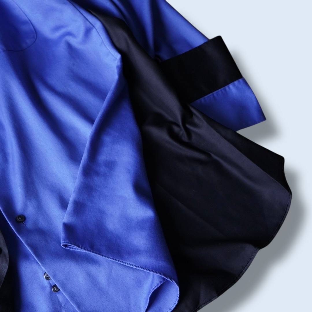 【DOCKING REMAKE】asymmetry black × blue deformed shirt