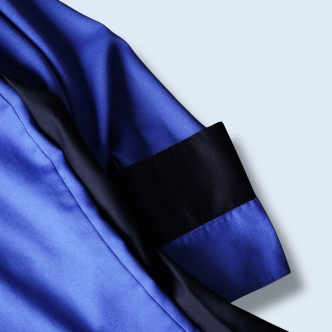 【DOCKING REMAKE】asymmetry black × blue deformed shirt