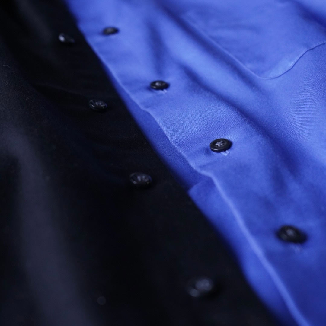 【DOCKING REMAKE】asymmetry black × blue deformed shirt
