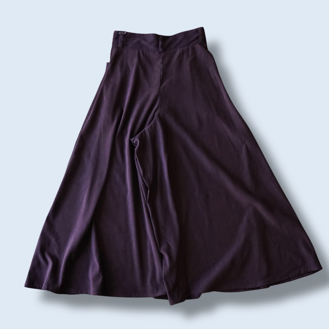 burgundy fake suede super wide hakama pants