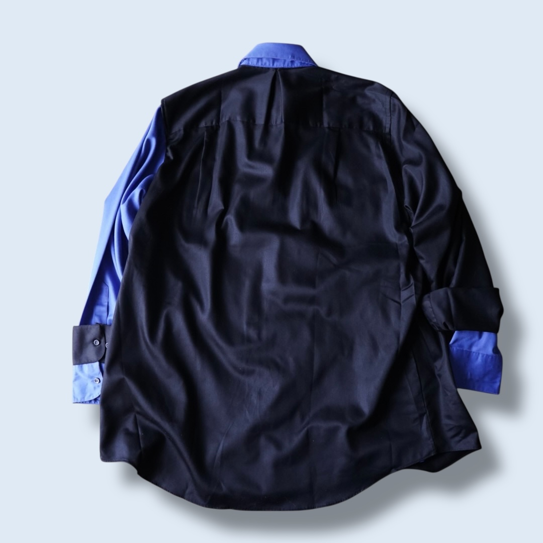 【DOCKING REMAKE】asymmetry black × blue deformed shirt
