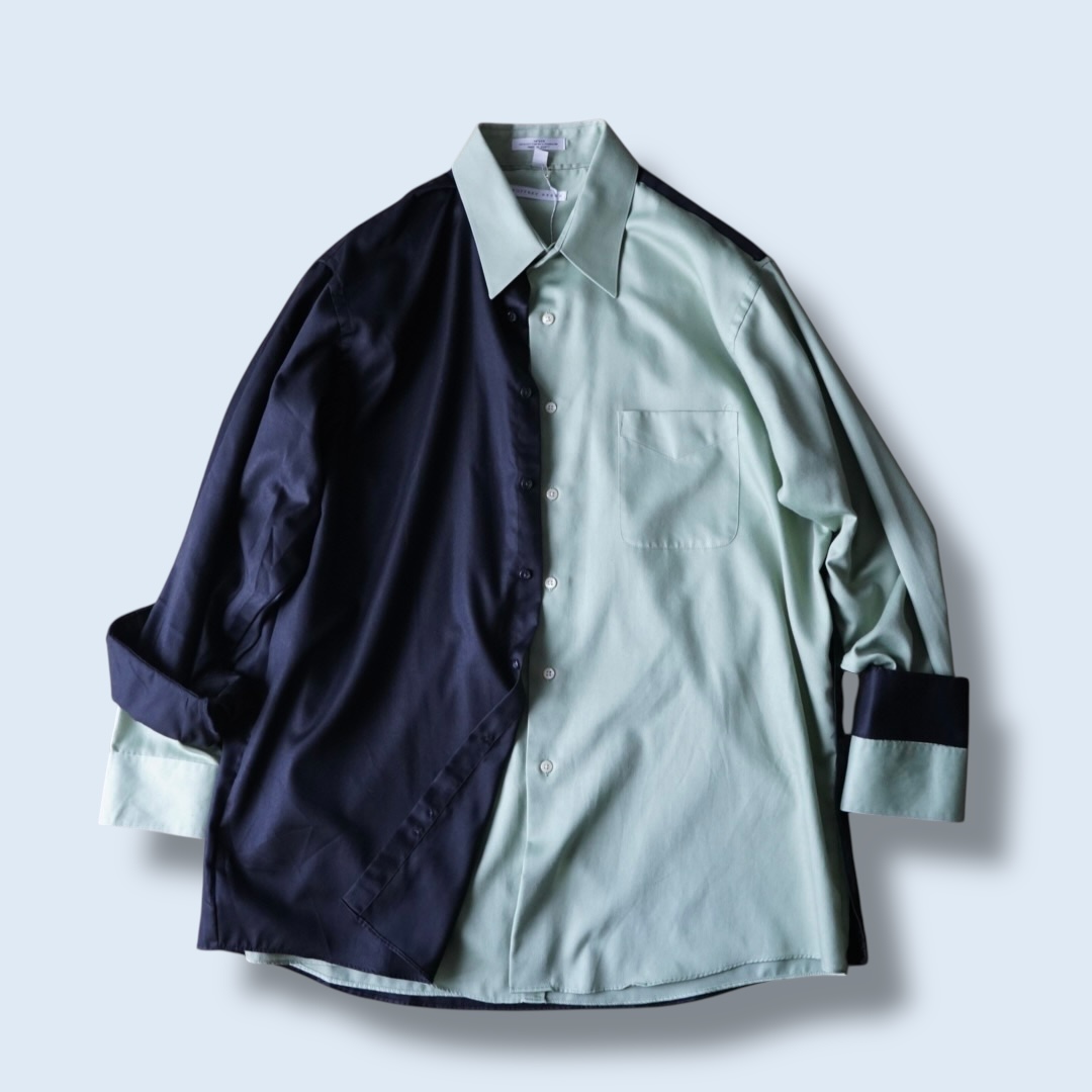 【DOCKING REMAKE】asymmetry black × pistàcchio deformed shirt