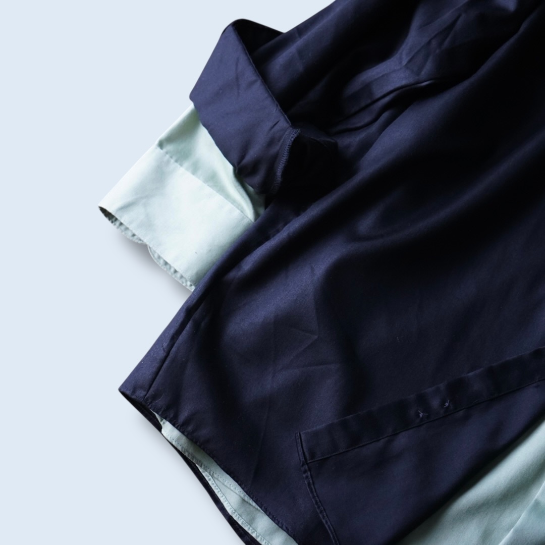 【DOCKING REMAKE】asymmetry black × pistàcchio deformed shirt