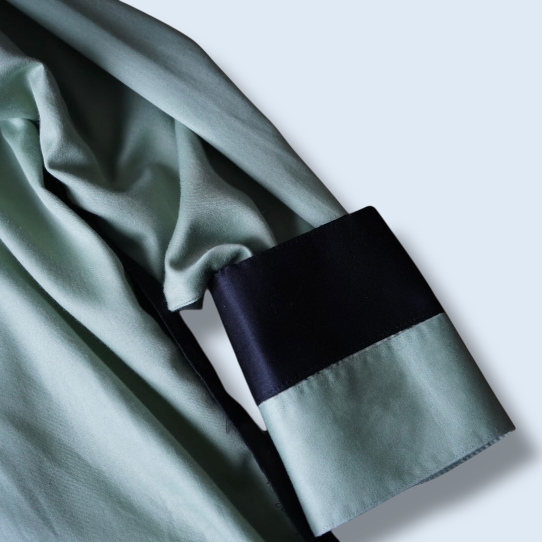 【DOCKING REMAKE】asymmetry black × pistàcchio deformed shirt