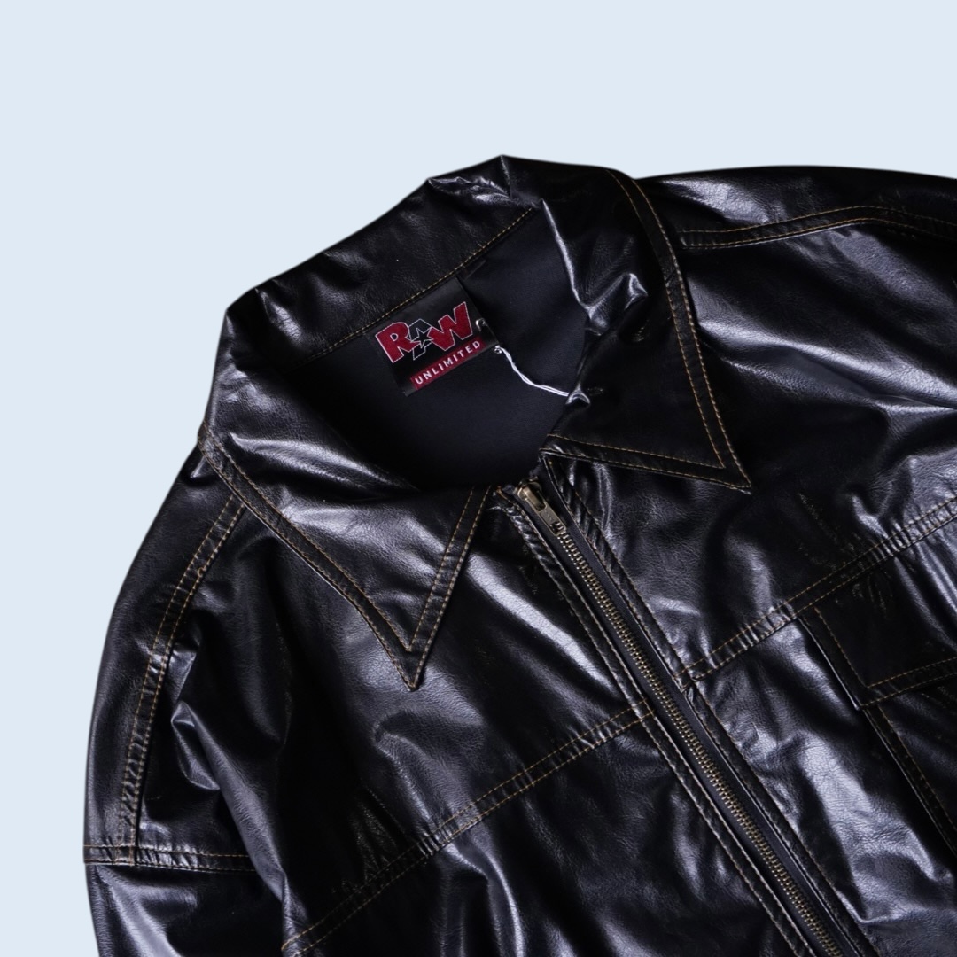 glossy enamel yellow stitch shirt jacket