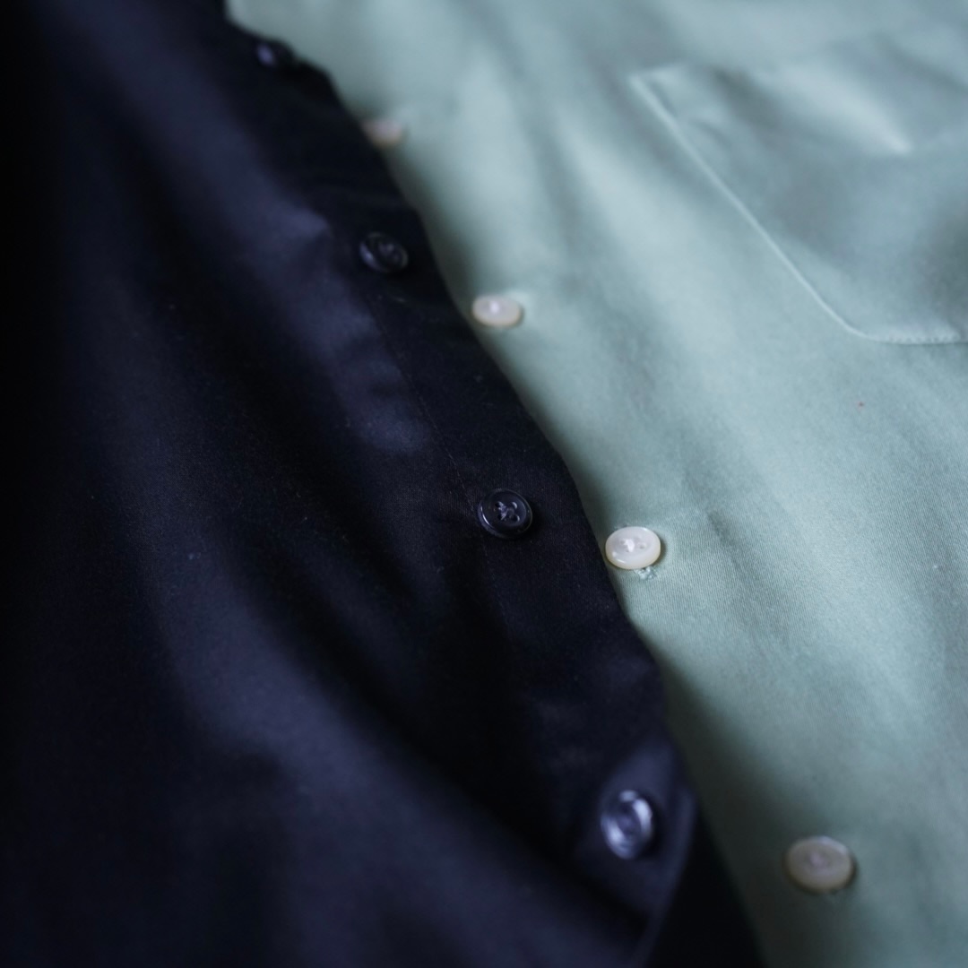 【DOCKING REMAKE】asymmetry black × pistàcchio deformed shirt