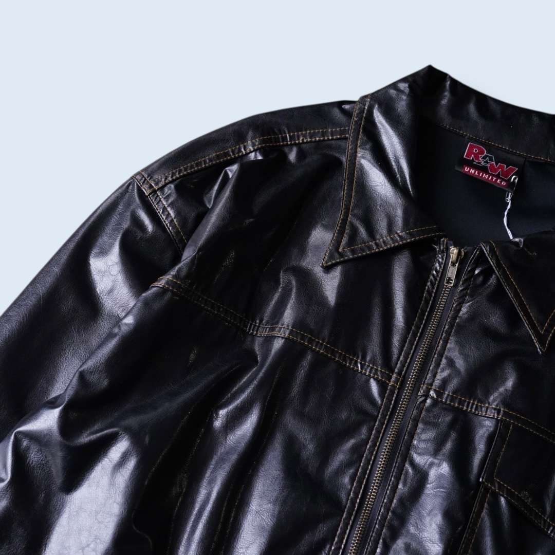 glossy enamel yellow stitch shirt jacket