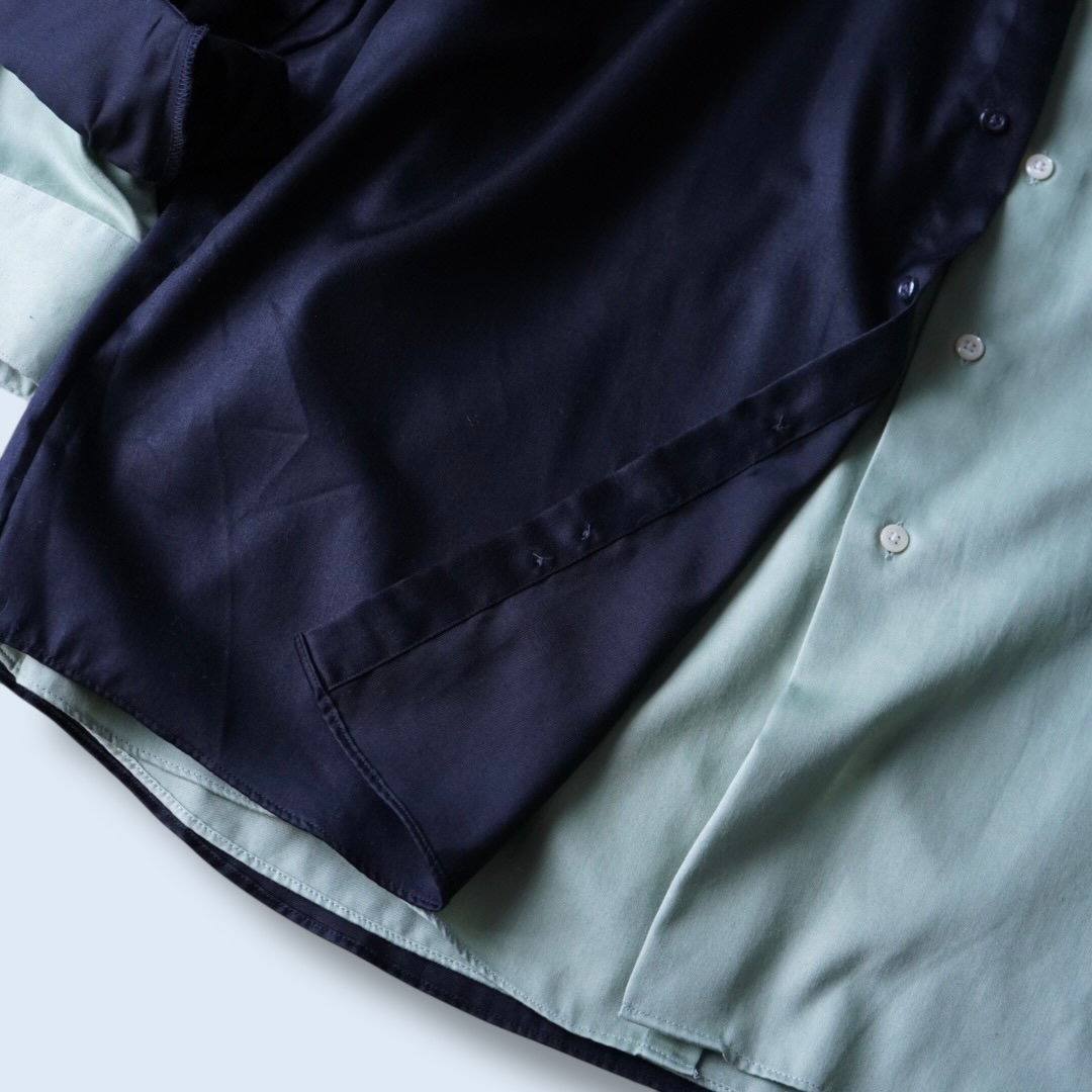 【DOCKING REMAKE】asymmetry black × pistàcchio deformed shirt