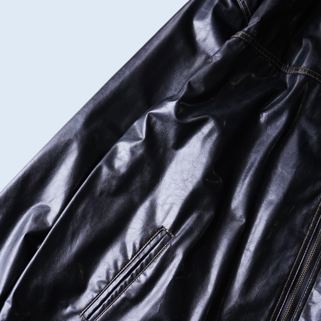 glossy enamel yellow stitch shirt jacket