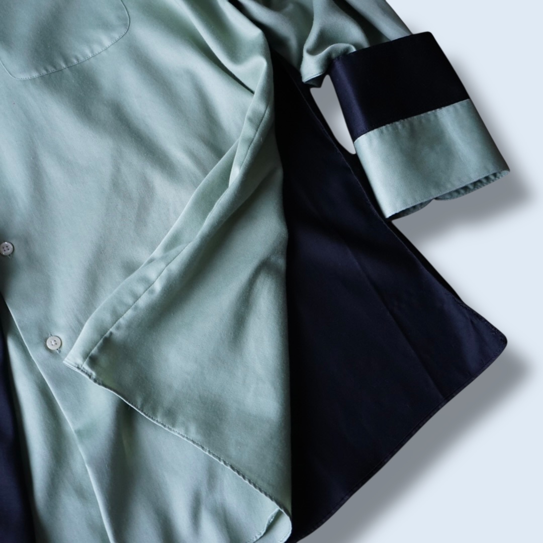 【DOCKING REMAKE】asymmetry black × pistàcchio deformed shirt