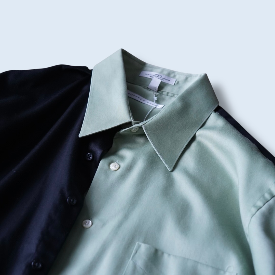 【DOCKING REMAKE】asymmetry black × pistàcchio deformed shirt