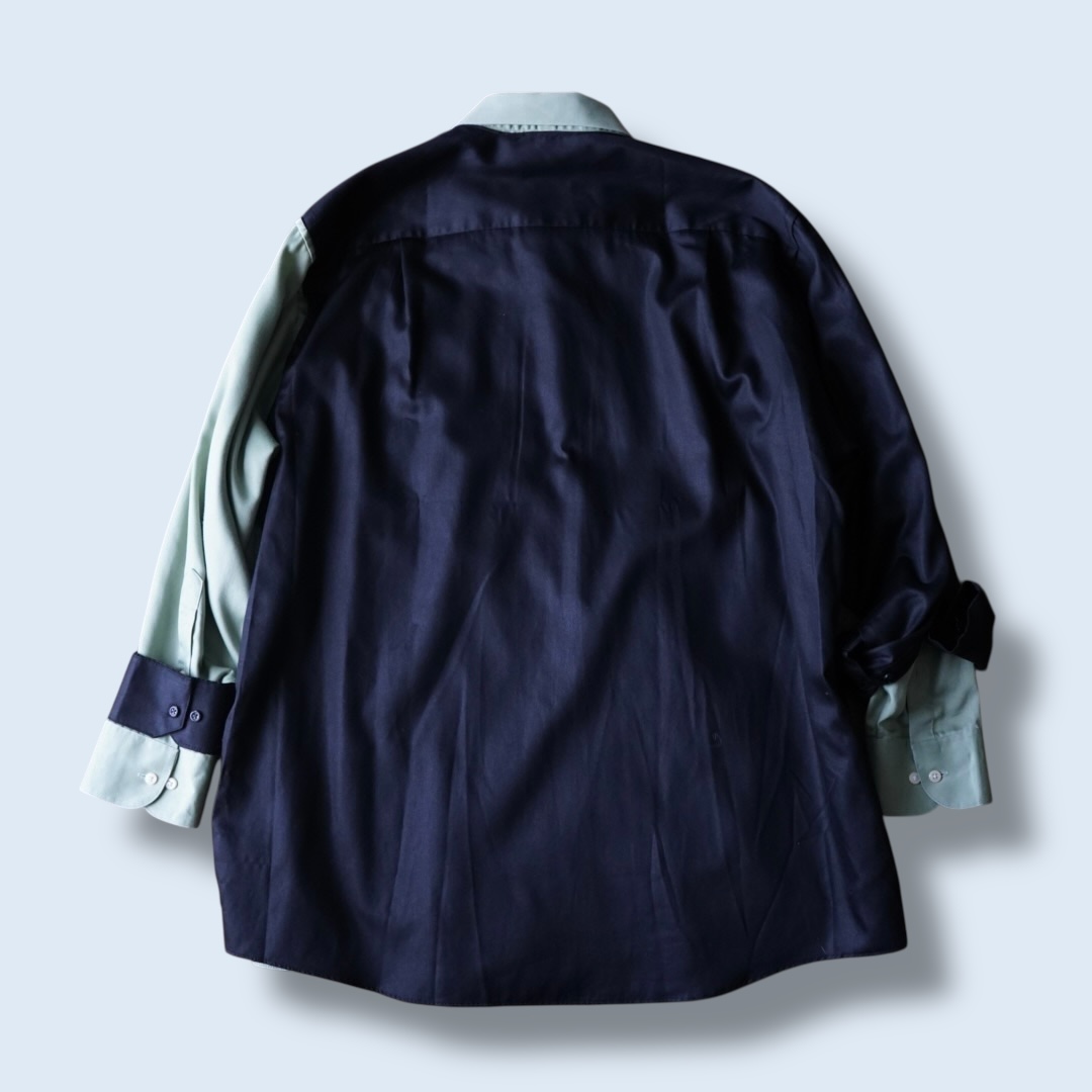 【DOCKING REMAKE】asymmetry black × pistàcchio deformed shirt