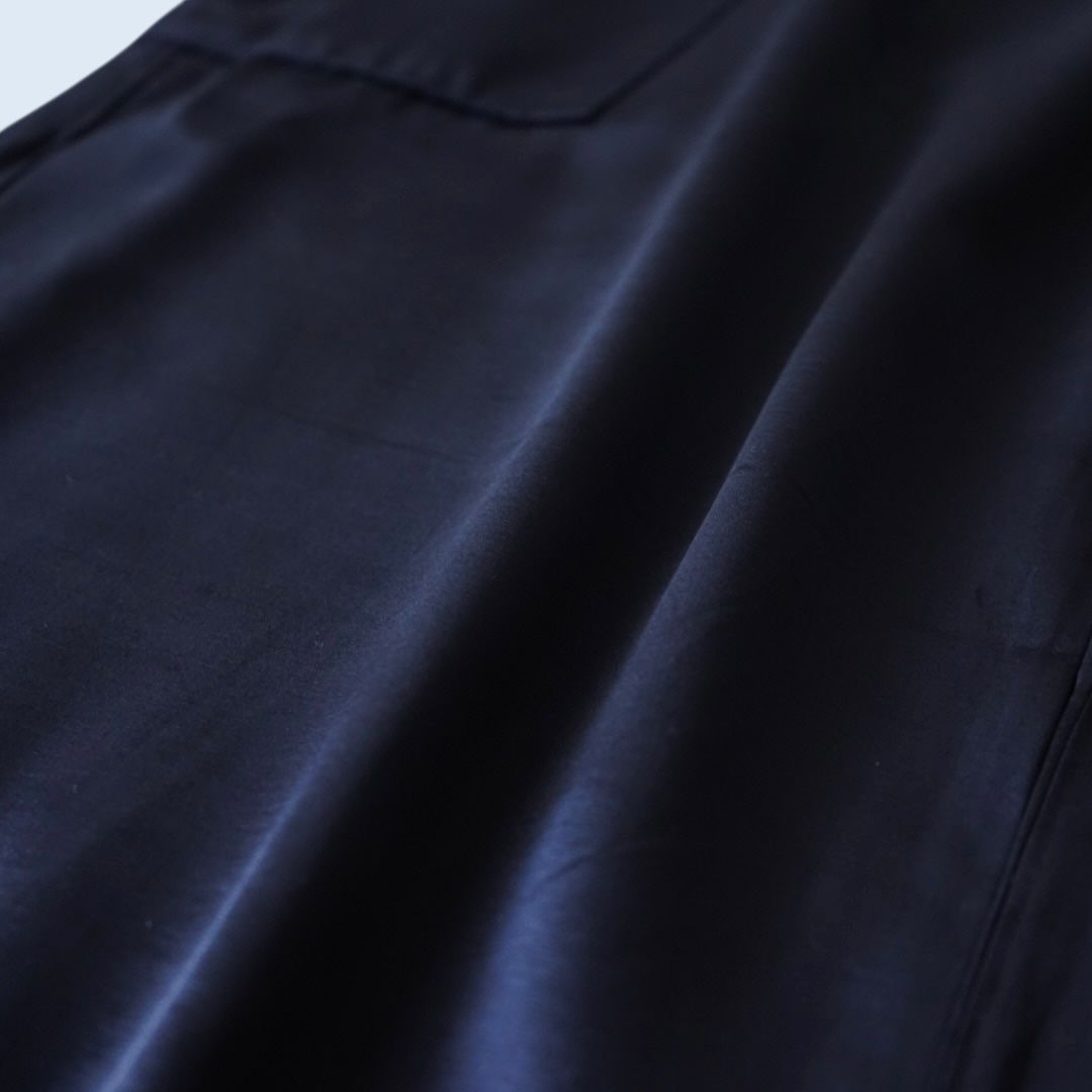 ribbon hem glossy black satin cargo pants