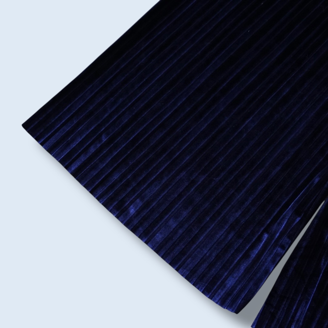 glossy blue velours pleats hakama pants