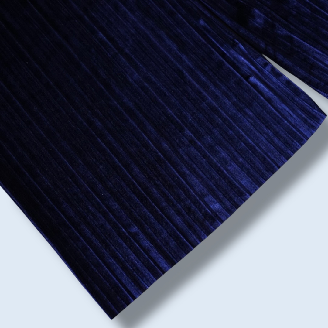 glossy blue velours pleats hakama pants