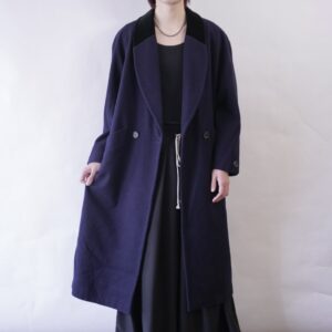 collar velours switching melton wool coat