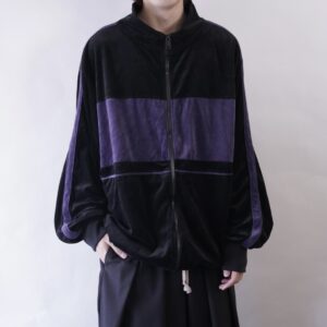 oversized black × purple velours track jacket