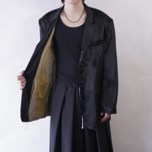 vintage glossy black satin iridescent lining tailored jacket