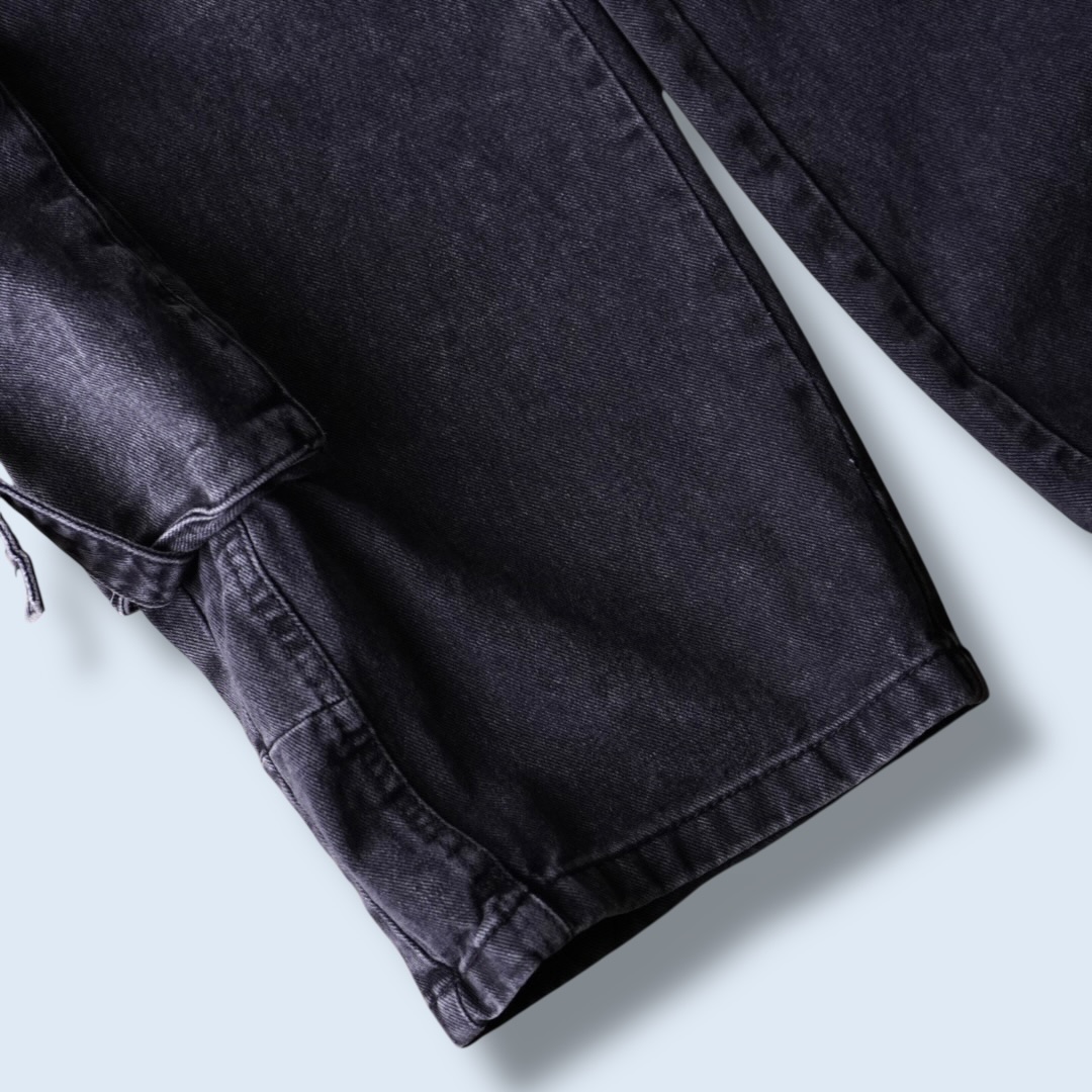 fade black denim multi gimmick cargo pants