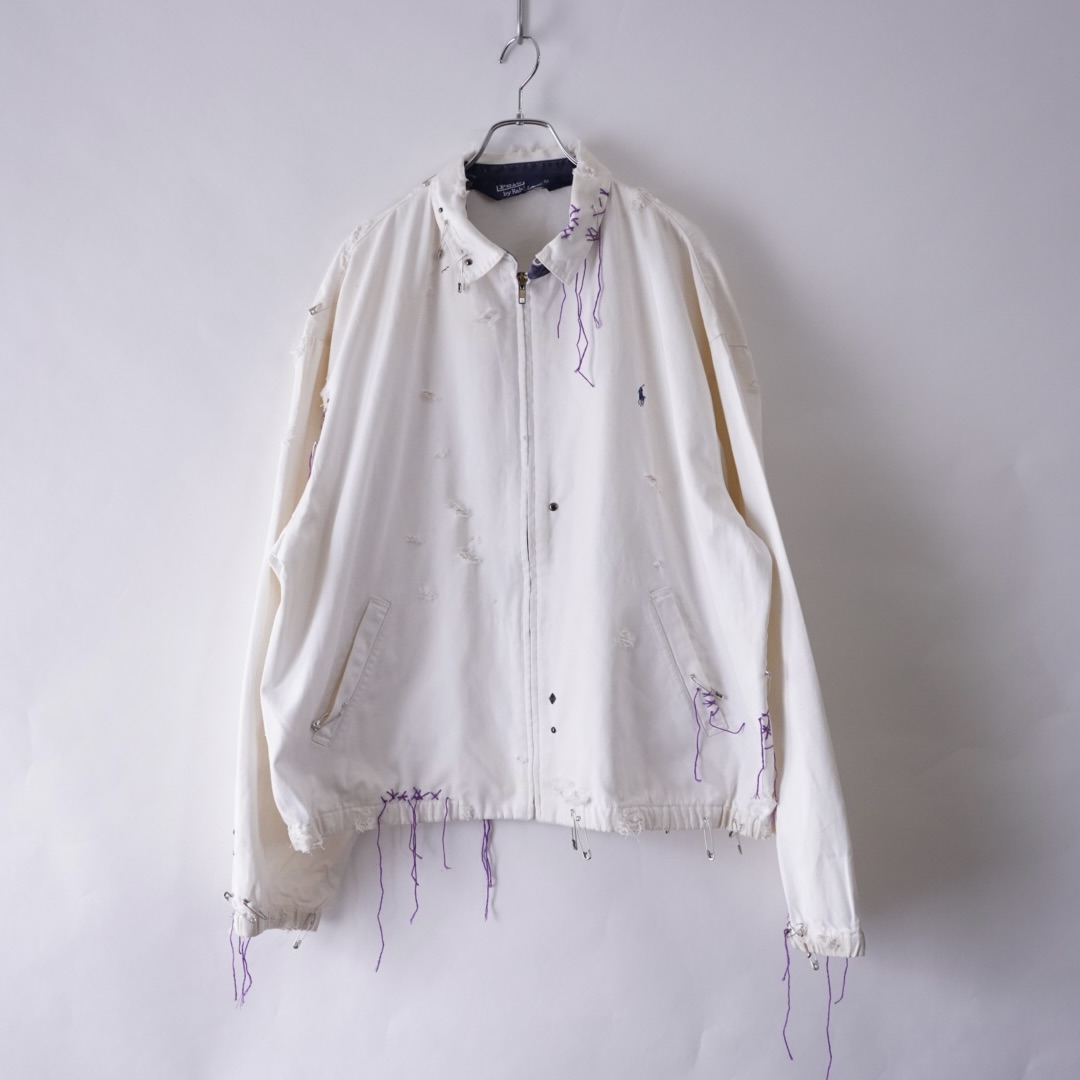【EMBROIDERY REMAKE】"RalphLauren" BORO × PUNK purple rope custom drizzler jacket
