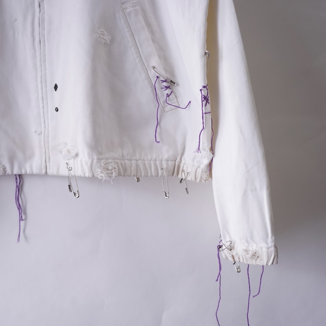 【EMBROIDERY REMAKE】"RalphLauren" BORO × PUNK purple rope custom drizzler jacket