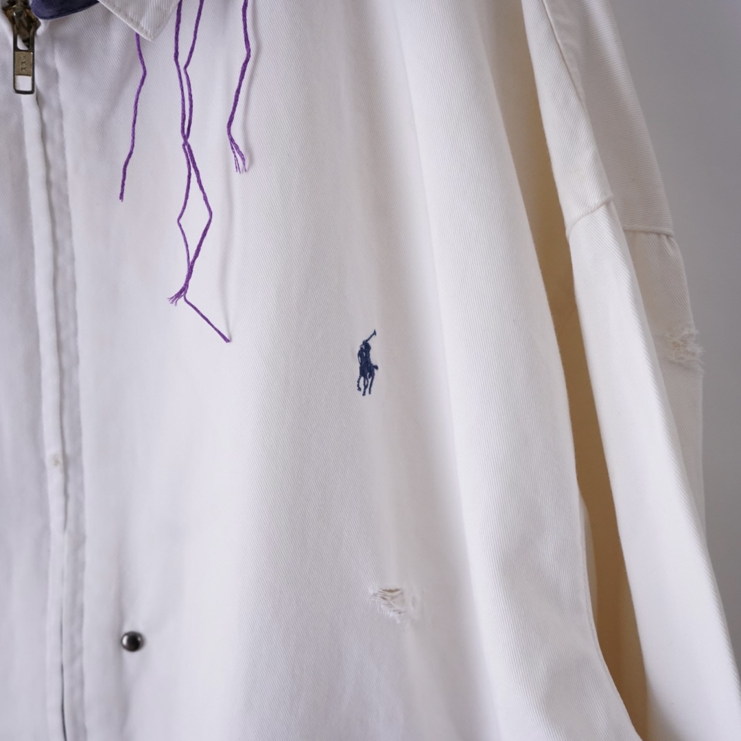 【EMBROIDERY REMAKE】"RalphLauren" BORO × PUNK purple rope custom drizzler jacket