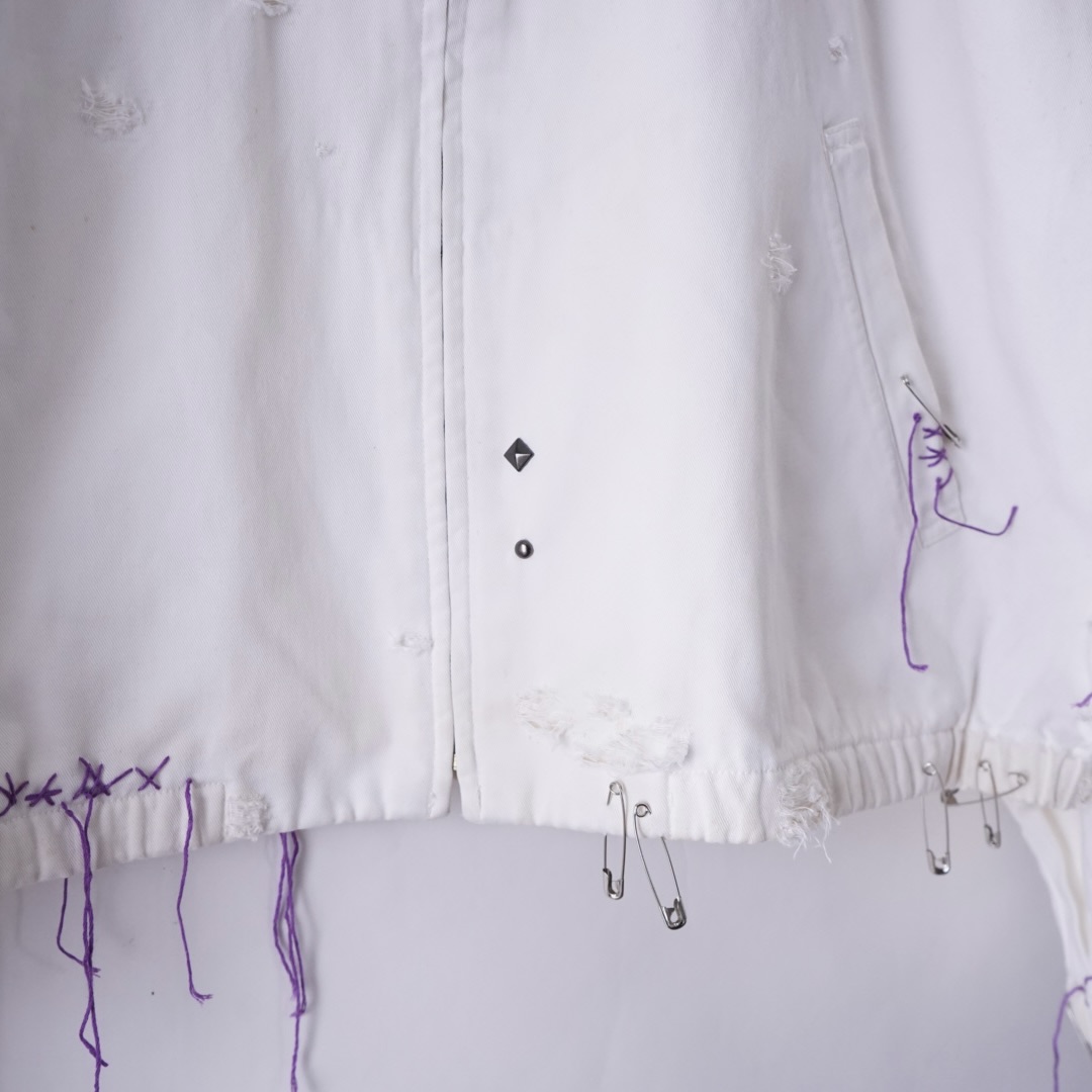 【EMBROIDERY REMAKE】"RalphLauren" BORO × PUNK purple rope custom drizzler jacket