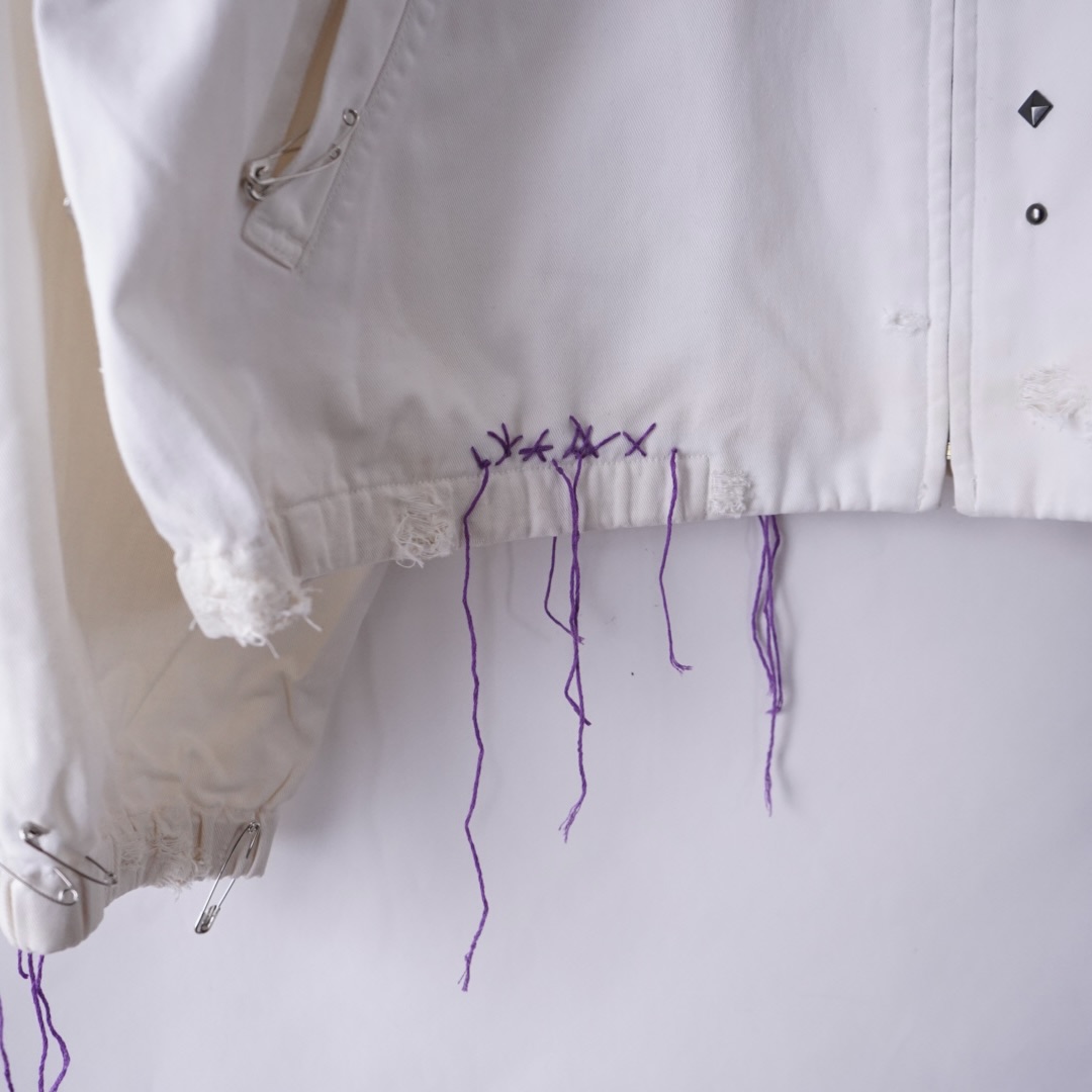 【EMBROIDERY REMAKE】"RalphLauren" BORO × PUNK purple rope custom drizzler jacket