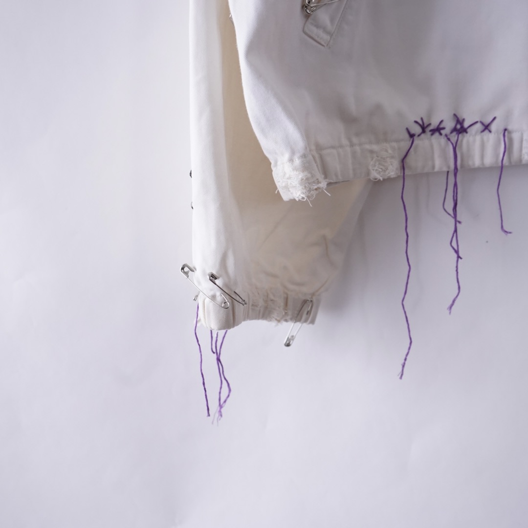 【EMBROIDERY REMAKE】"RalphLauren" BORO × PUNK purple rope custom drizzler jacket