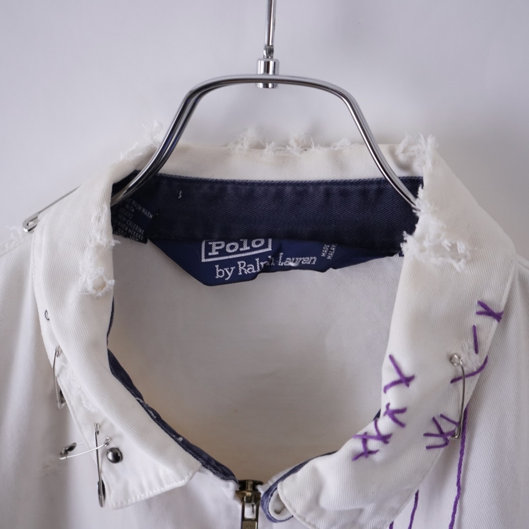 【EMBROIDERY REMAKE】"RalphLauren" BORO × PUNK purple rope custom drizzler jacket