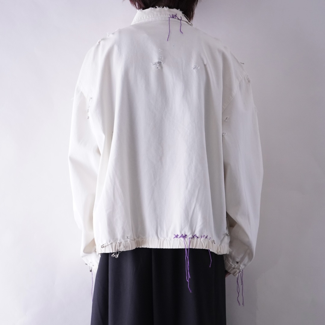 【EMBROIDERY REMAKE】"RalphLauren" BORO × PUNK purple rope custom drizzler jacket