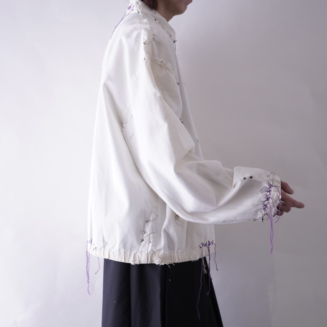 【EMBROIDERY REMAKE】"RalphLauren" BORO × PUNK purple rope custom drizzler jacket
