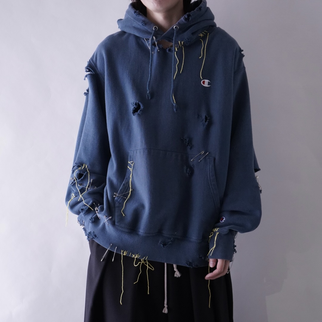【EMBROIDERY REMAKE】"Champion" BORO × PUNK custom parka