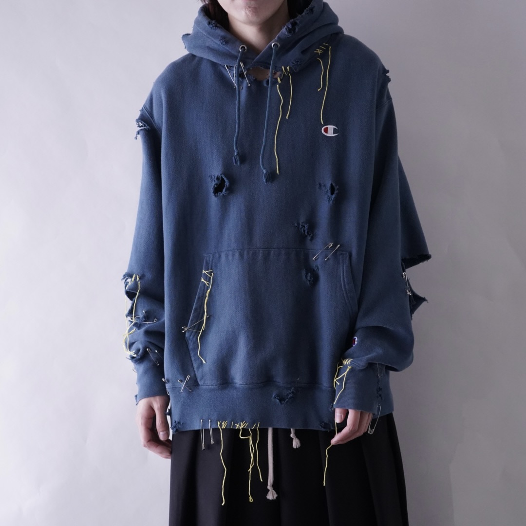 【EMBROIDERY REMAKE】"Champion" BORO × PUNK custom parka