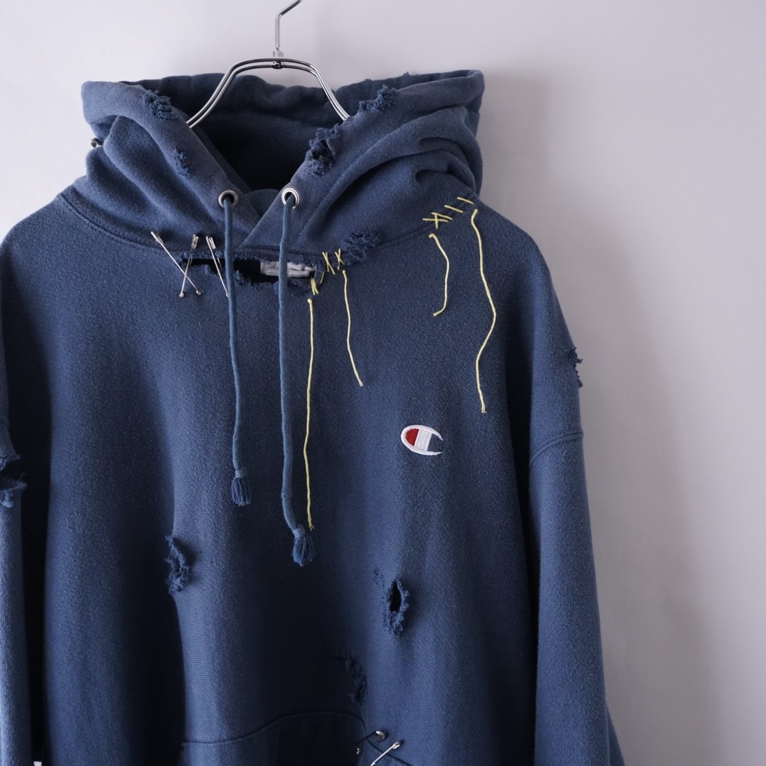 【EMBROIDERY REMAKE】"Champion" BORO × PUNK custom parka