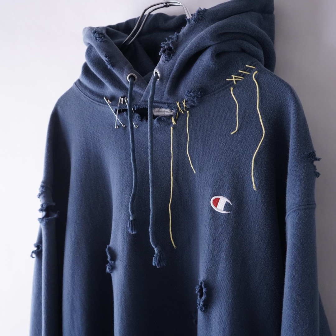 【EMBROIDERY REMAKE】"Champion" BORO × PUNK custom parka
