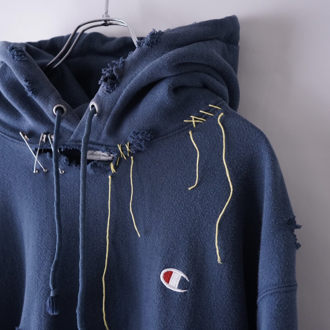 【EMBROIDERY REMAKE】"Champion" BORO × PUNK custom parka