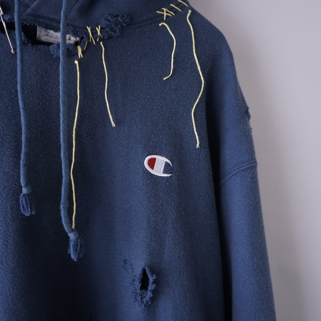 【EMBROIDERY REMAKE】"Champion" BORO × PUNK custom parka