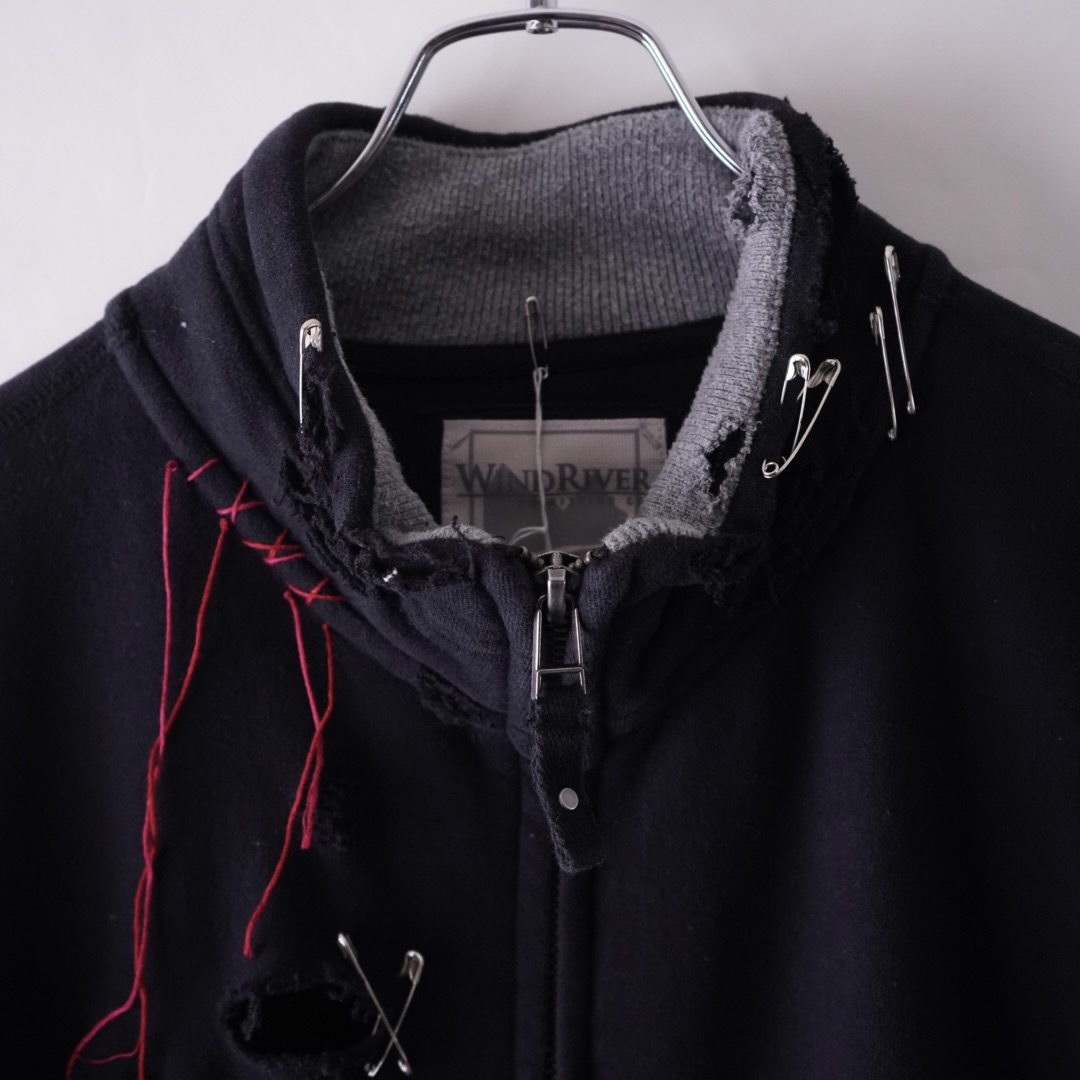【EMBROIDERY REMAKE】BORO × PUNK custom sweat jacket