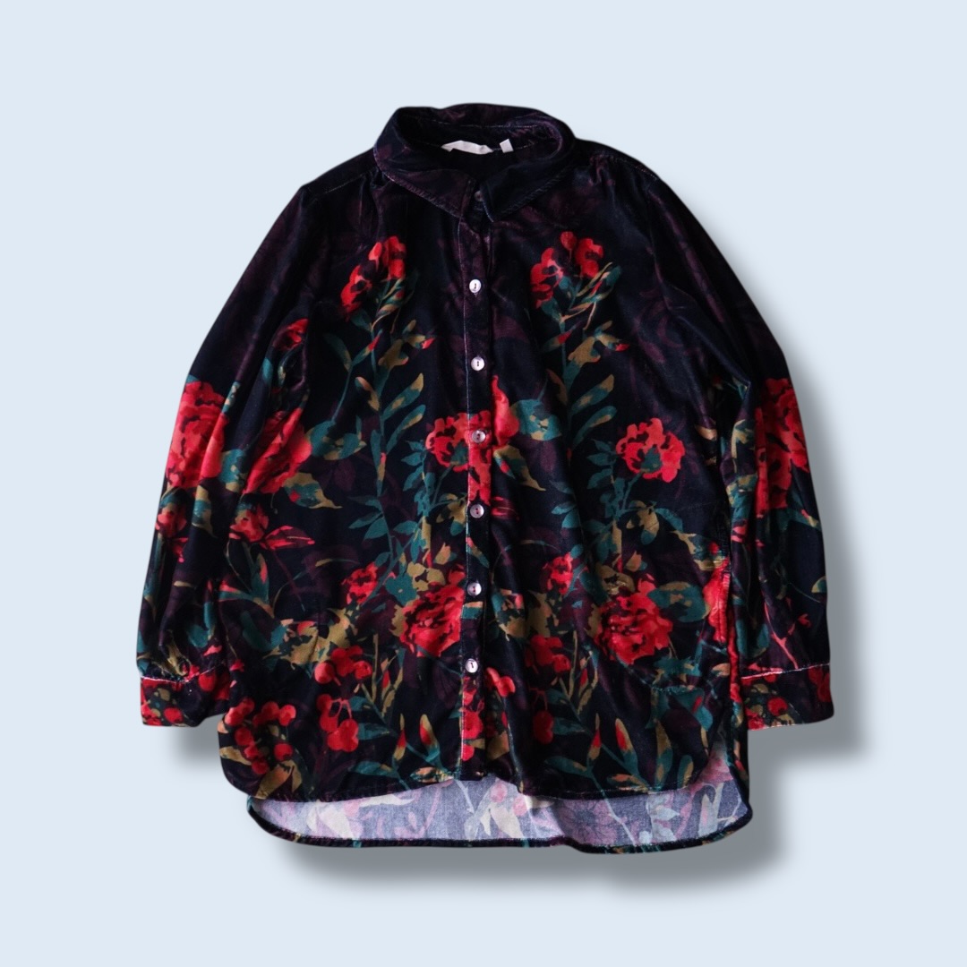 art flower pattern velours shirt