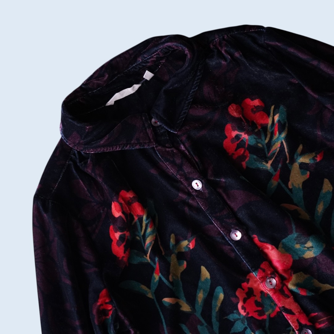 art flower pattern velours shirt