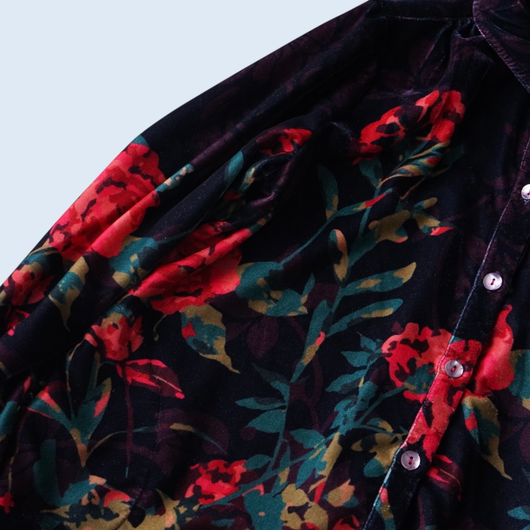 art flower pattern velours shirt