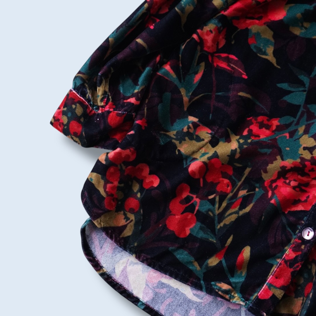 art flower pattern velours shirt