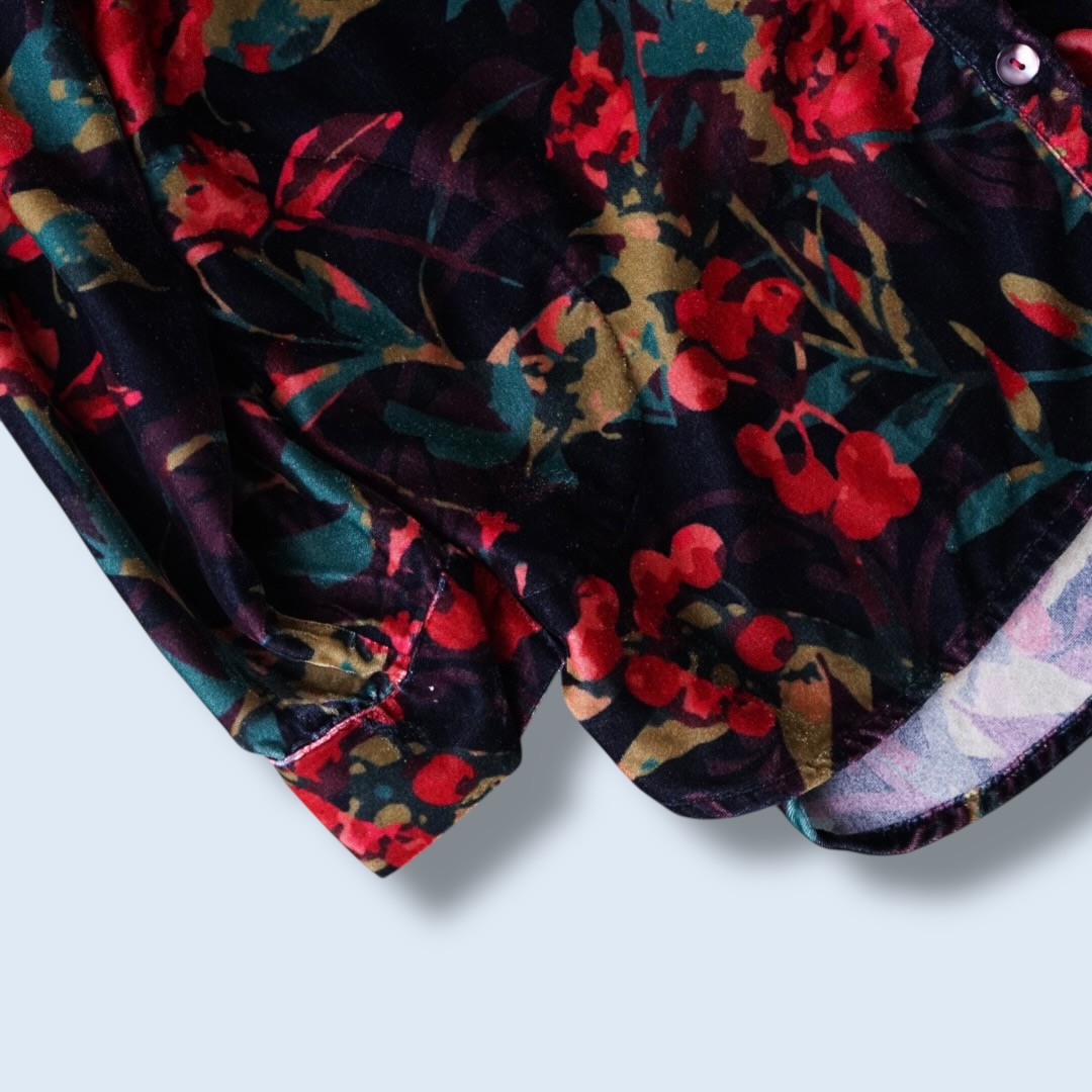 art flower pattern velours shirt