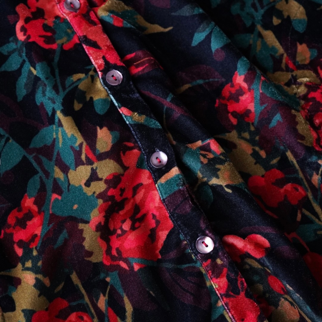 art flower pattern velours shirt