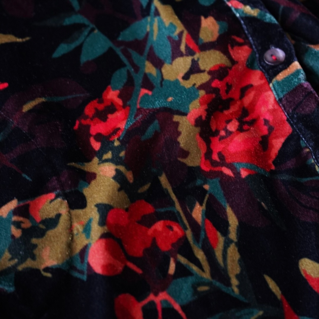 art flower pattern velours shirt